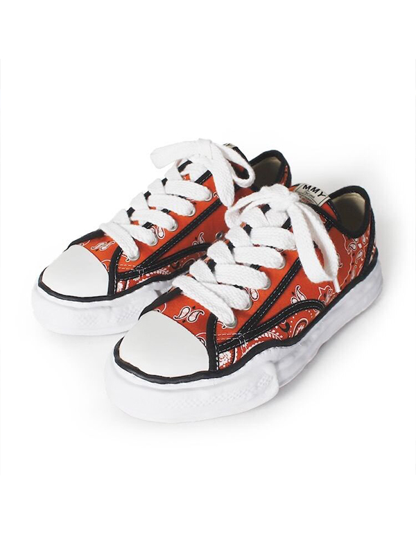 MAISON MIHARA YASUHIRO PETERSON OG SOLE CANVAS BANDANA LOW-TOP SNEAKER ORANGE