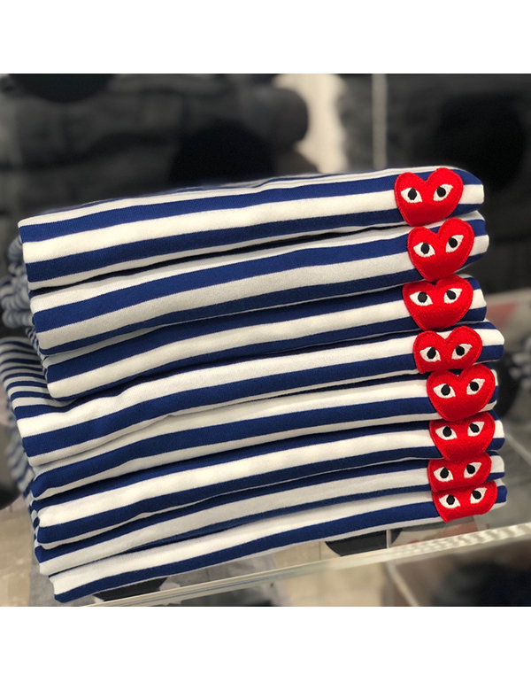 COMME DES GARCONS PLAY STRIPED T-Shirt (BLUE/WHITE)