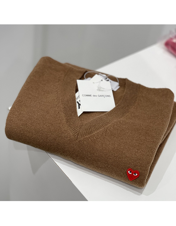 COMME DES GARCONS PLAY RED MINI HEART KNIT (BROWN)