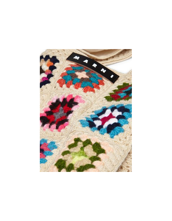 MARNI MARKET FLORAL PATCHWORK CROCHET SHOPPING BAG