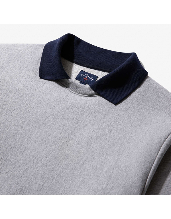 NOAH Polo Collar Crewneck ( Heather Grey/Navy )