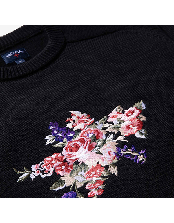 NOAH Embroidered Cotton Sweater ( Black )