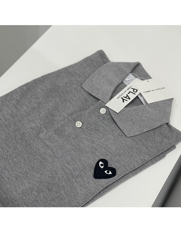 COMME DES GARCONS PLAY BLACK HEART POLO SHIRT (GREY)