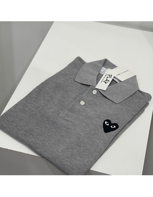 COMME DES GARCONS PLAY BLACK HEART POLO SHIRT (GREY)