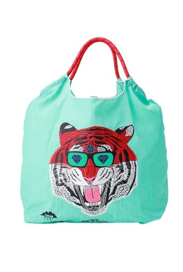 (M) Ball & Chain Eco Bag Medium Tiger Light Blue