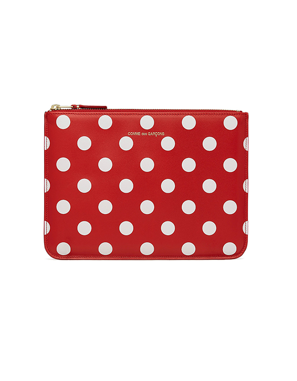 COMME DES GARCONS WALLET POLKA DOTS PRINTED RED