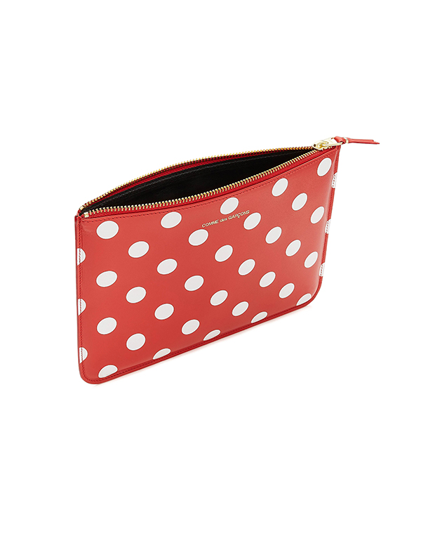 COMME DES GARCONS WALLET POLKA DOTS PRINTED RED