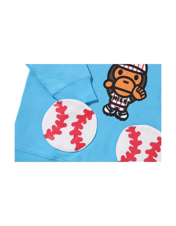 A BATHING APE BABY MILO BASEBALL PULLOVER HOODIE K BLUE