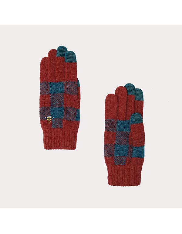 VIVIENNE WESTWOOD BLANKET CHECK KNIT GLOVES